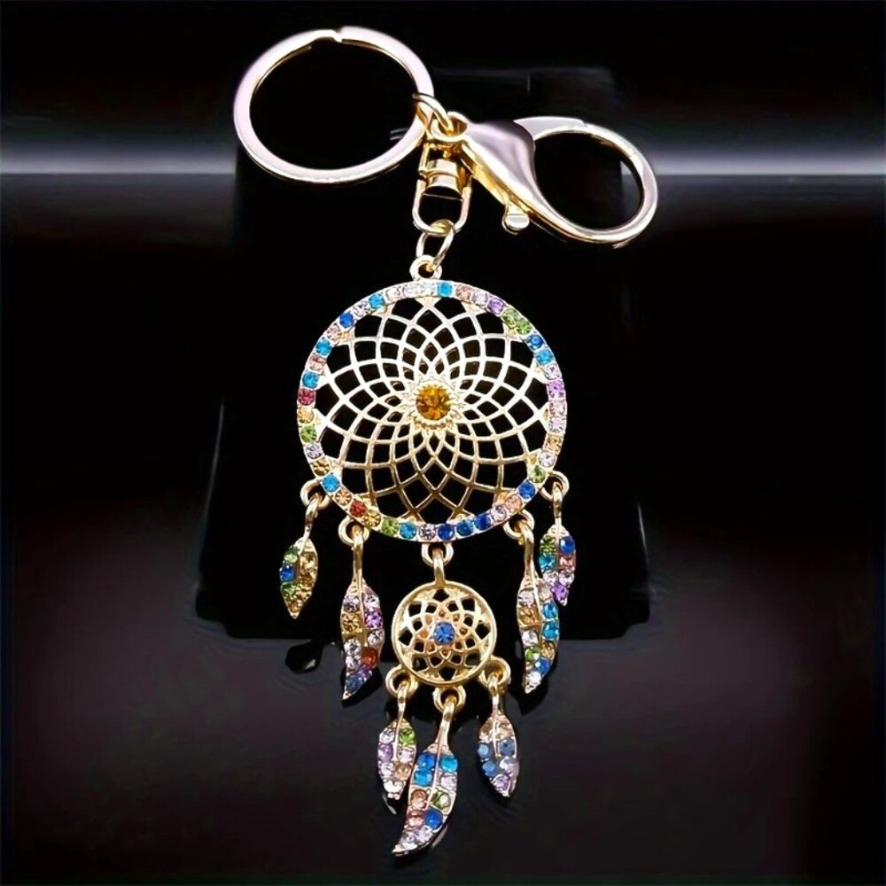 New Version Rhinestone Multi Color Dream Catcher Bag Charm Keychain